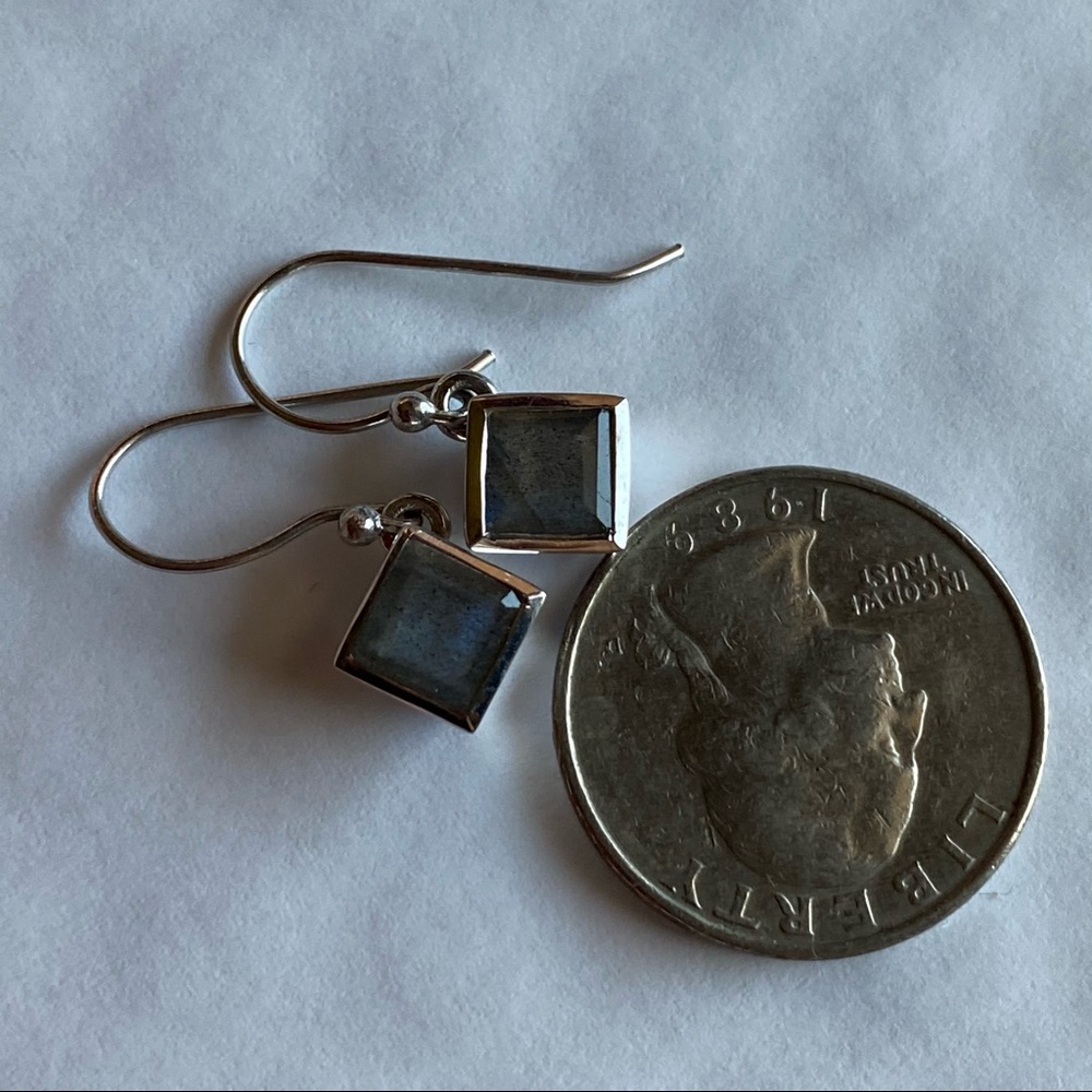 Genuine Labradorite Earrings .925 Sterling Silver